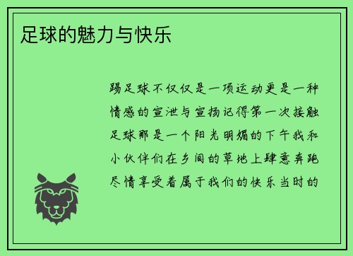 足球的魅力与快乐