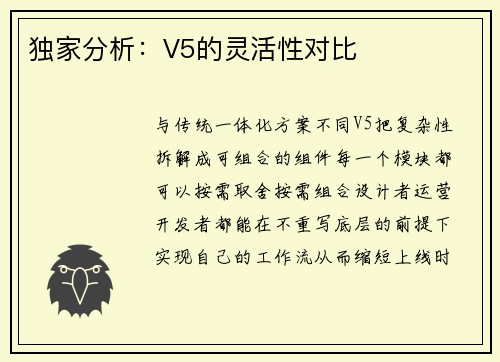 独家分析：V5的灵活性对比
